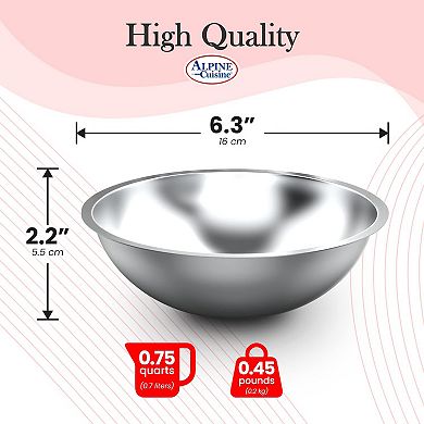 Alpine Cuisine 0.75-qt Stainless Steel Mixing Bowls - Dishwasher Safe, Polished Mirror Finish