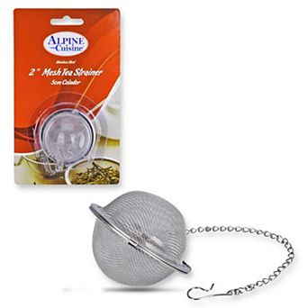 Alpine Cuisine Tea Strainer Mesh Ball 2 in Stainless Steel, Tea Ball Filter With Extended Chain Hook