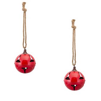 Metal Traditional Sleigh Bell With Jute Hanger (set Of 2)
