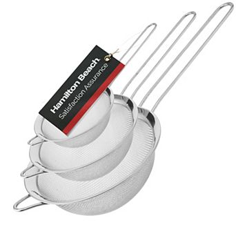 Hamilton Beach Mesh Strainer Stainless Steel Fine Mesh Sieve Set Of 3 Strainers For Baking Pasta