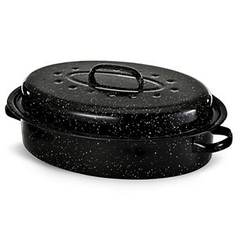 Alpine Cuisine Enamel Oval Roaster , Carbon Steel Oval Roasting Pan 15-inch Oven & Dishwasher Safe