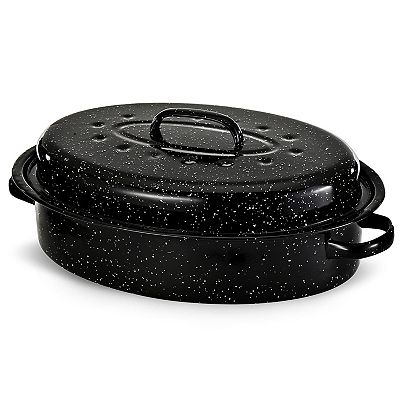 Alpine Cuisine Enamel Oval Roaster Carbon Steel Oval Roasting