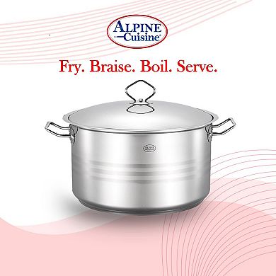 Alpine Cuisine Stainless Steel Dutch Oven With Lid & Easy Cool Handle, Dishwasher Safe-4.7 Quart