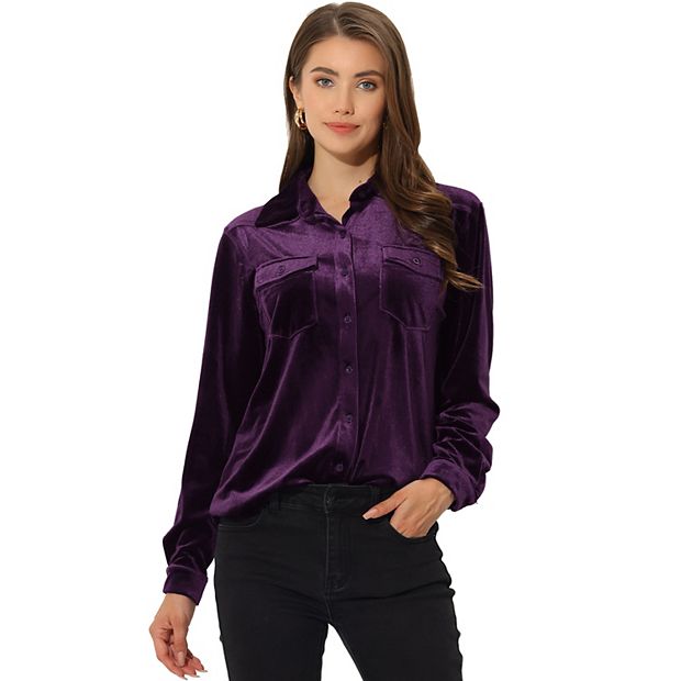 fitted lace wedding dress Roper Women's Purple Poplin Long Sleeve Shirt main image 1