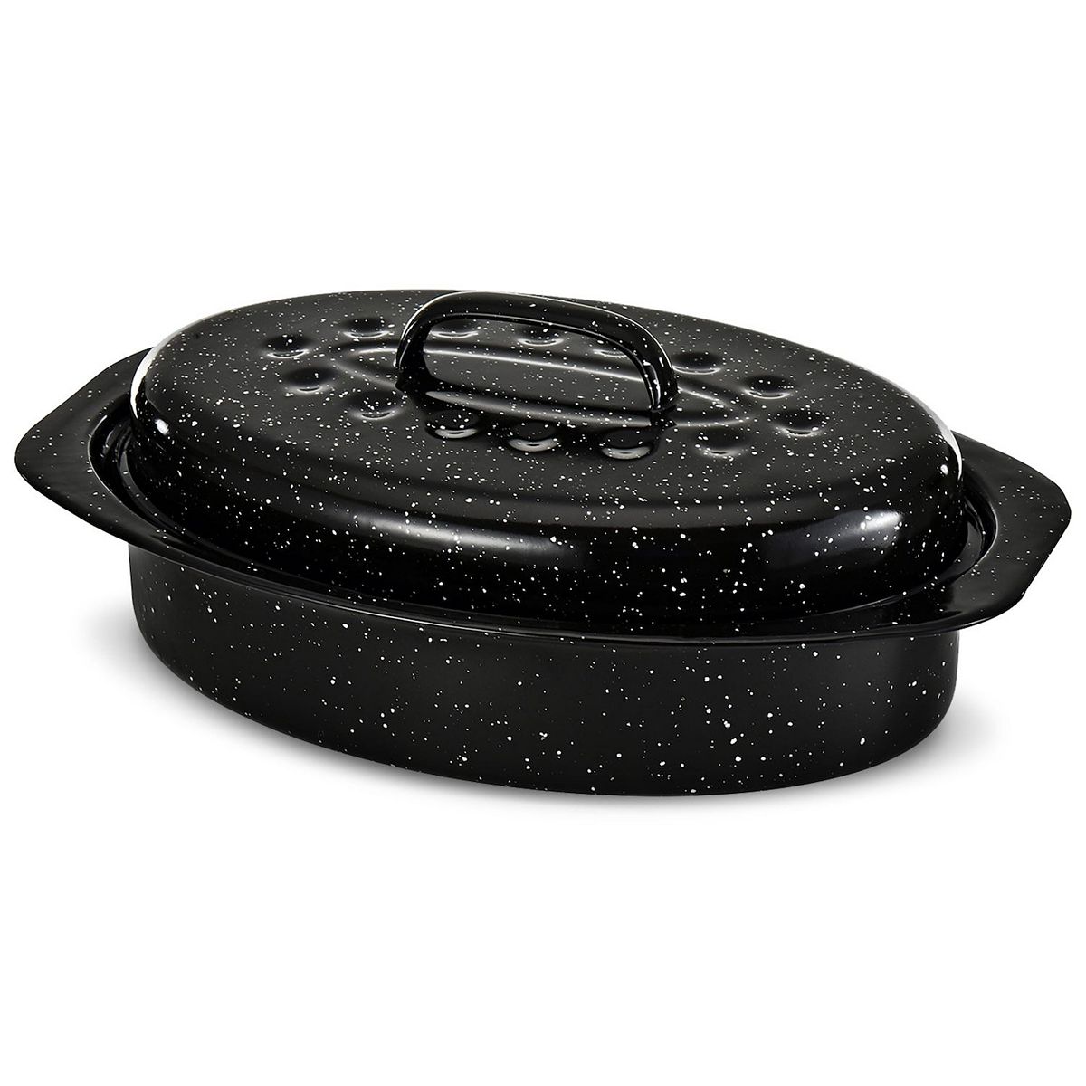 Alpine Cuisine Enamel Oval Roaster , Carbon Steel Oval Roasting Pan 13-inch Oven & Dishwasher Safe