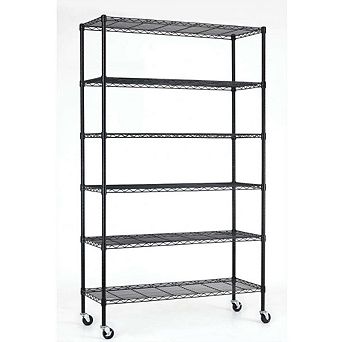 Heavy Duty 6-shelf Adjustable Metal Shelving Rack With Casters