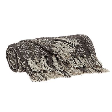 Gray and Beige Woven Handloomed Striped Throw Blanket 52" x 67"