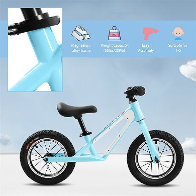 12-inch Adjustable Balance Bike - No Pedal Training Bicycle For 1-5 Year Old Boys And Girls