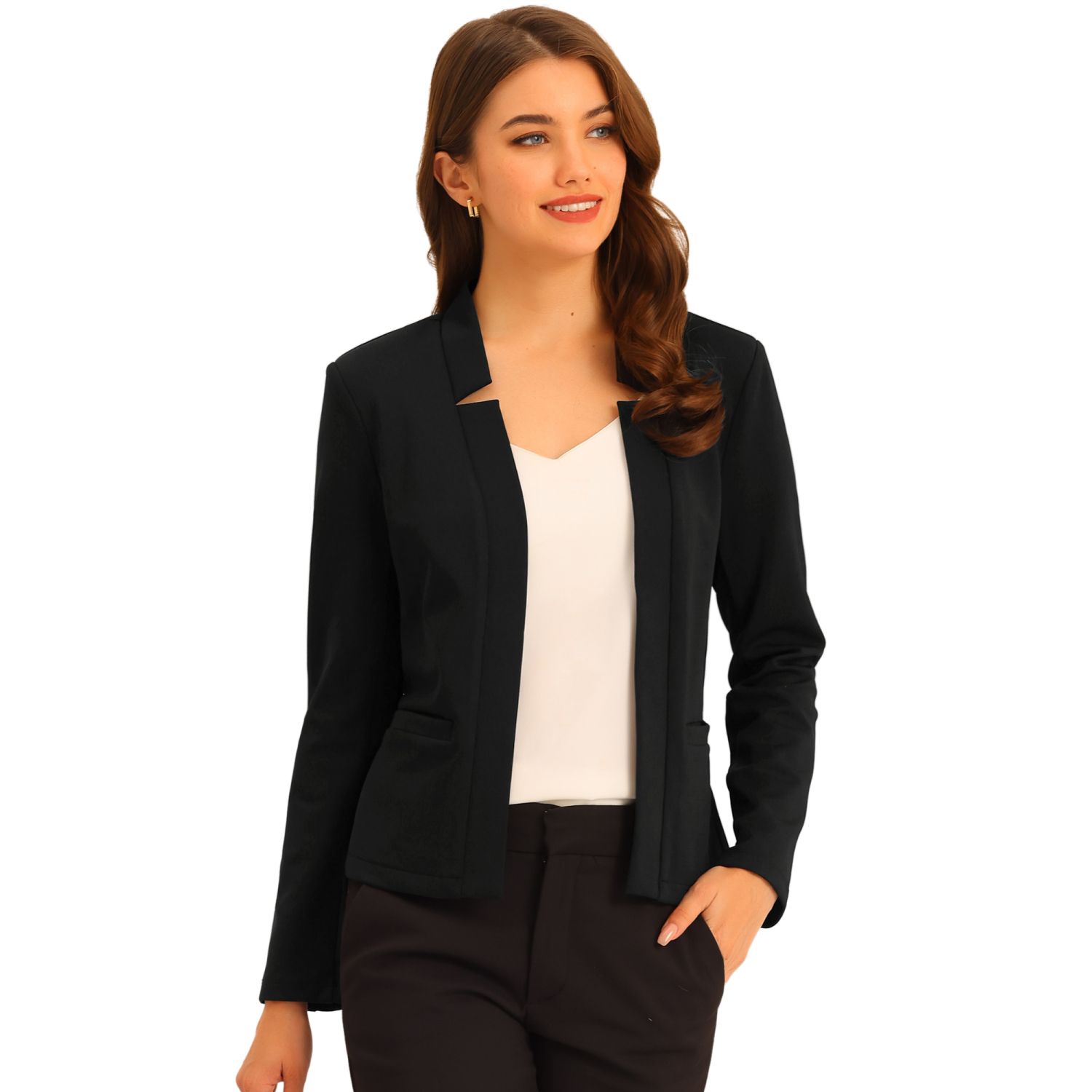 New Womens Plus Size Single Button Long Sleeve Blazer Jacket 4-20