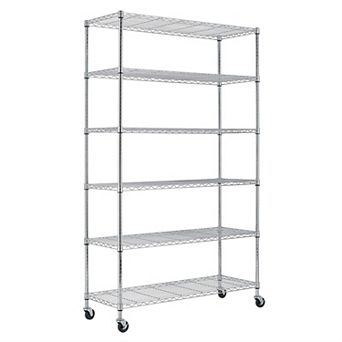 Heavy Duty 6-shelf Metal Storage Rack Shelving Unit With Casters