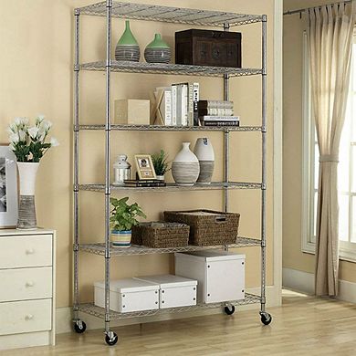 Heavy Duty 6-shelf Metal Storage Rack Shelving Unit With Casters