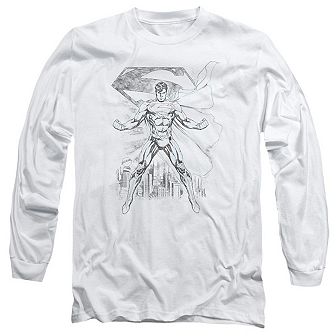 Superman Super Sketch Long Sleeve Adult T-shirt