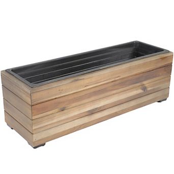 Sunnydaze 24.25 in Rectangle Wood Planter Box with Liner