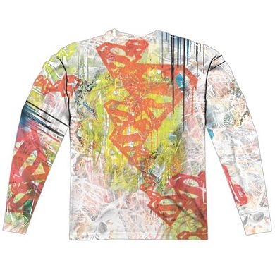 Superman Urban Shields Long Sleeve Adult Poly Crew T-shirt