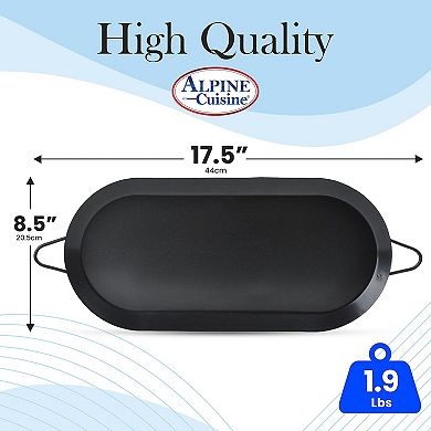 Alpine Cuisine Nonstick Oval Comal 17.5x8-inch - Black Carbon Steel Tortilla Comal