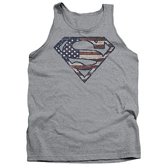 Superman War-torn Flag Adult Tank Top