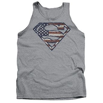 Superman War-torn Flag Adult Tank Top