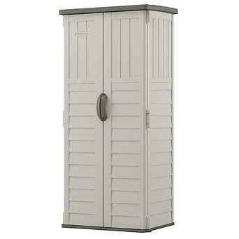 Outdoor Heavy Duty 22 Cubic Ft Vertical Garden Storage Shed In Taupe Grey