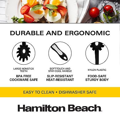 Hamilton Beach Pasta Server 14" Soft Touch Handle Durable Food Plastic Pasta ,spaghetti Spoon Server