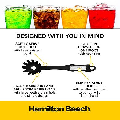 Hamilton Beach Pasta Server 14" Soft Touch Handle Durable Food Plastic Pasta ,spaghetti Spoon Server