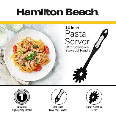 Hamilton Beach Pasta Server 14" Soft Touch Handle Durable Food Plastic Pasta ,spaghetti Spoon Server