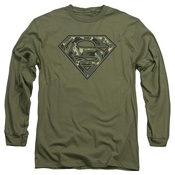 Superman Super Camo Long Sleeve Adult T-shirt