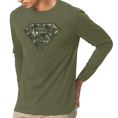 Superman Super Camo Long Sleeve Adult T-shirt