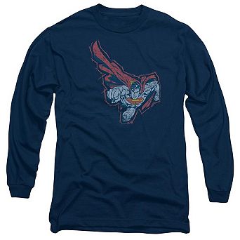 Superman Scribble & Soar Long Sleeve Adult T-shirt