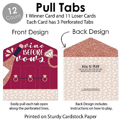 Big Dot Of Happiness Vino Before Vows - Winery Bridal Shower Game Pull Tabs 3-in-a-row 12 Ct