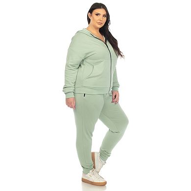 Plus Size Two Piece Tracksuit Fleece Set