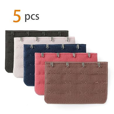 Bra Extensions Elastic Bra Extenders 3 Rows 4 Hooks, 5 Pcs