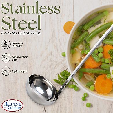 Alpine Cuisine Stainless Steel Ladle With Long Handle, Best Kitchen Accessories For Stirring
