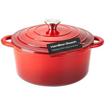 Hamilton Beach Enameled Cast Iron Dutch Oven 5.5-qt Red, Safe Up To 400 Degrees And Durable