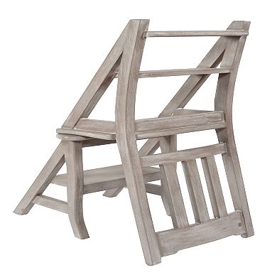 Heritage Furnishings By Afd Home Mystique Gray Library Chair Stepladder