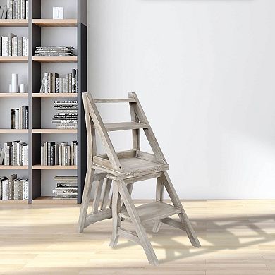 Heritage Furnishings By Afd Home Mystique Gray Library Chair Stepladder