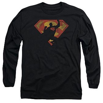 Superman S Shield Knockout Long Sleeve Adult T-shirt