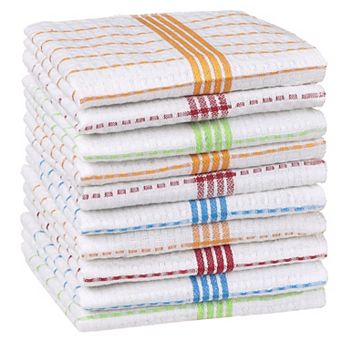 10 Pack Reusable Super Absorbent Cotton Lint Free Kitchen Towels Multi 12" x 12"