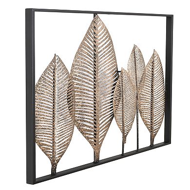 Iron Leaf Collage Framed Metal Wall Art 24 X 24 Inches