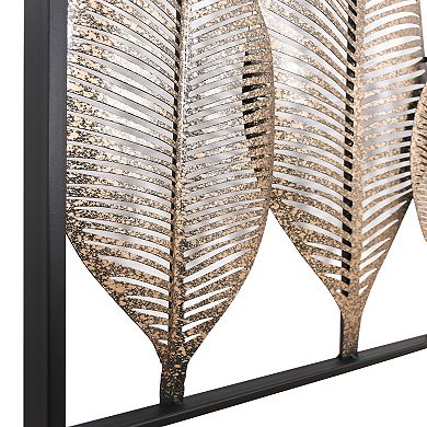Iron Leaf Collage Framed Metal Wall Art 24 X 24 Inches