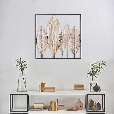 Iron Leaf Collage Framed Metal Wall Art 24 X 24 Inches