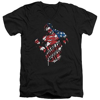 Superman The American Way Short Sleeve Adult V Neck T-shirt