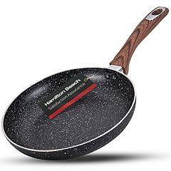 Hamilton Beach Nonstick Covered Saute Pan 11-Inch - Black Aluminum Saute  Pan with Soft Touch Bakelite Handle & Glass Lid - Flared Edge - Spiral