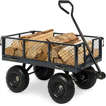 Heavy Duty Steel Garden Utility Cart Wagon With Removable Sides
