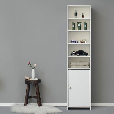 Tall Freestanding Bathroom Laundry Storage Organizer Cabinet Linen Tower