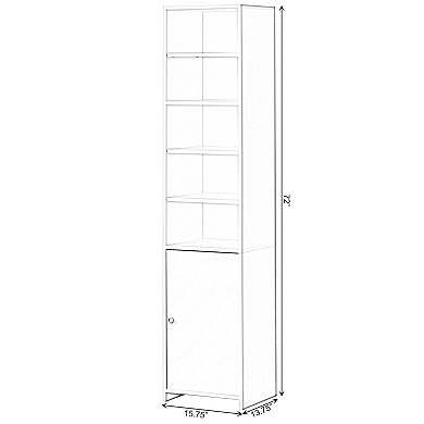 Tall Freestanding Bathroom Laundry Storage Organizer Cabinet Linen Tower