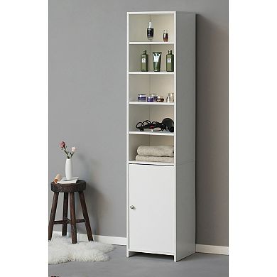 Tall Freestanding Bathroom Laundry Storage Organizer Cabinet Linen Tower