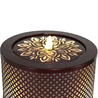 Sunnydaze Repeating Diamond Cylinder Iron Water Fountain With Led Lights