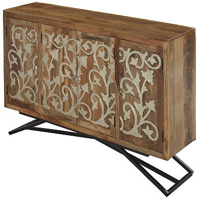 The Brass Scroll Mango Credenza 68 Inches