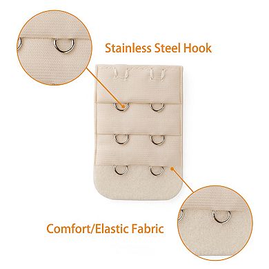 Lady 3 X 2 Hooks Brassiere Bra Strapless Extension Strap Extender, 10 Pcs