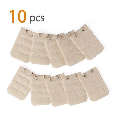 Lady 3 X 2 Hooks Brassiere Bra Strapless Extension Strap Extender, 10 Pcs